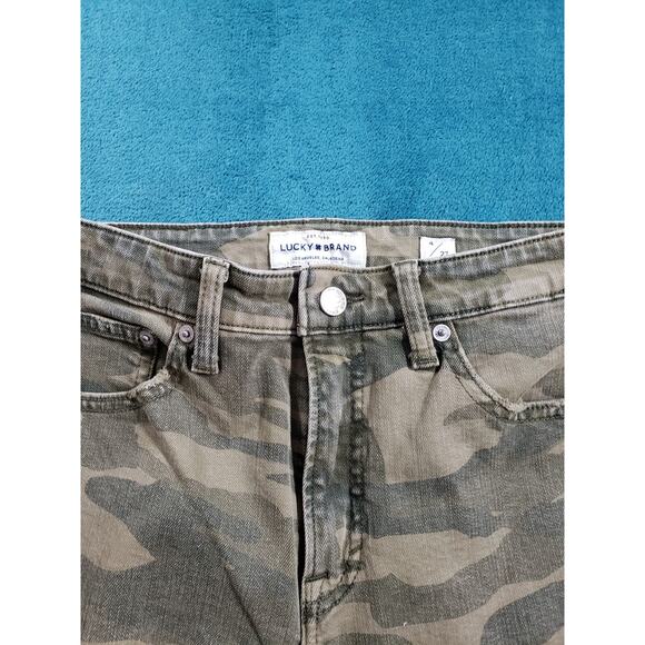 Lucky Brand Jeans Sz 4 Womens Green Camouflaged Stretch Pants Bridgette Crop - Picture 7 of 14